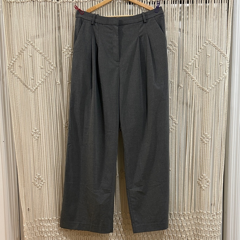 H&M Charcoal Pleated Trousers Womens